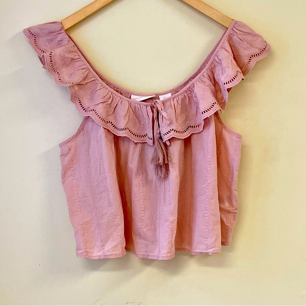 Shabby Chic Pink Ruffle Blouse